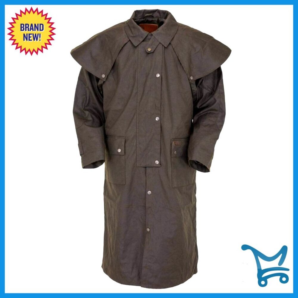 Waterproof Full-Length Oilskin Duster Coat with Adjustable Waist